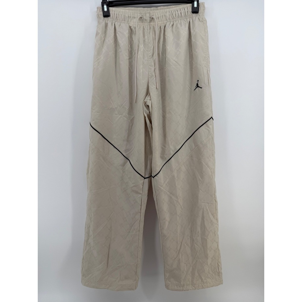 Nike Jordan Jumpman AOP Track Pants Mens M Beige Cream Wide Leg Adjustable Hem‎